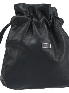 Authentic GUCCI Shoulder Bag Leather Black 001 3378 3754